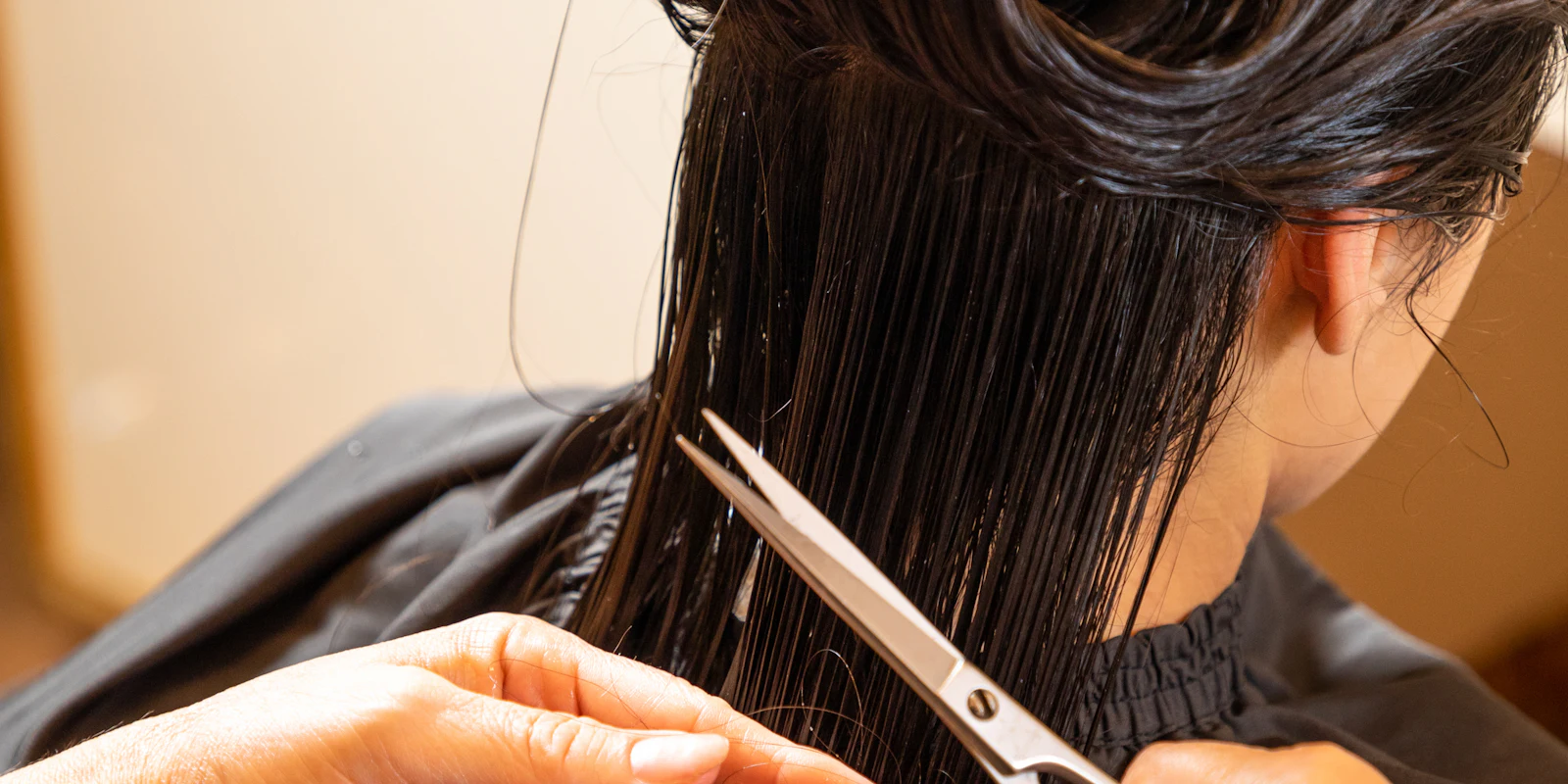 Estilista cortando el cabello de una clienta